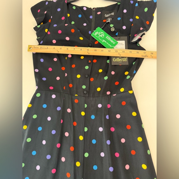 NWT Collectif the Thelma retro rainbow polka dot jumpsuit Sz 4 - Picture 11 of 16